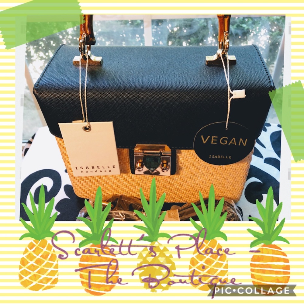 Isabelle Handbag Vegan Top Handle Black/Beige